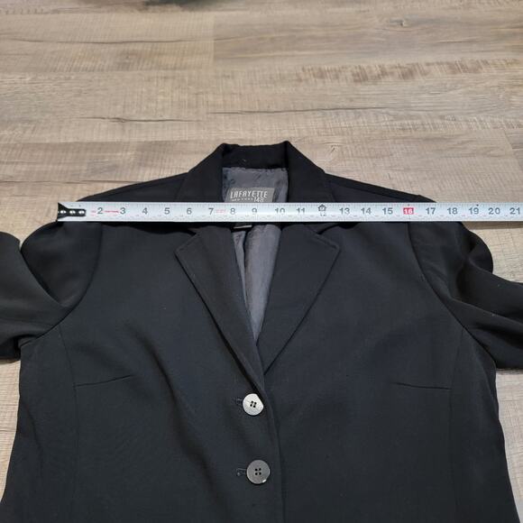 Lafayette 148 Wool Blazer Size 10P Petite Classic Black Jacket Made in NYC USA - Picture 7 of 10